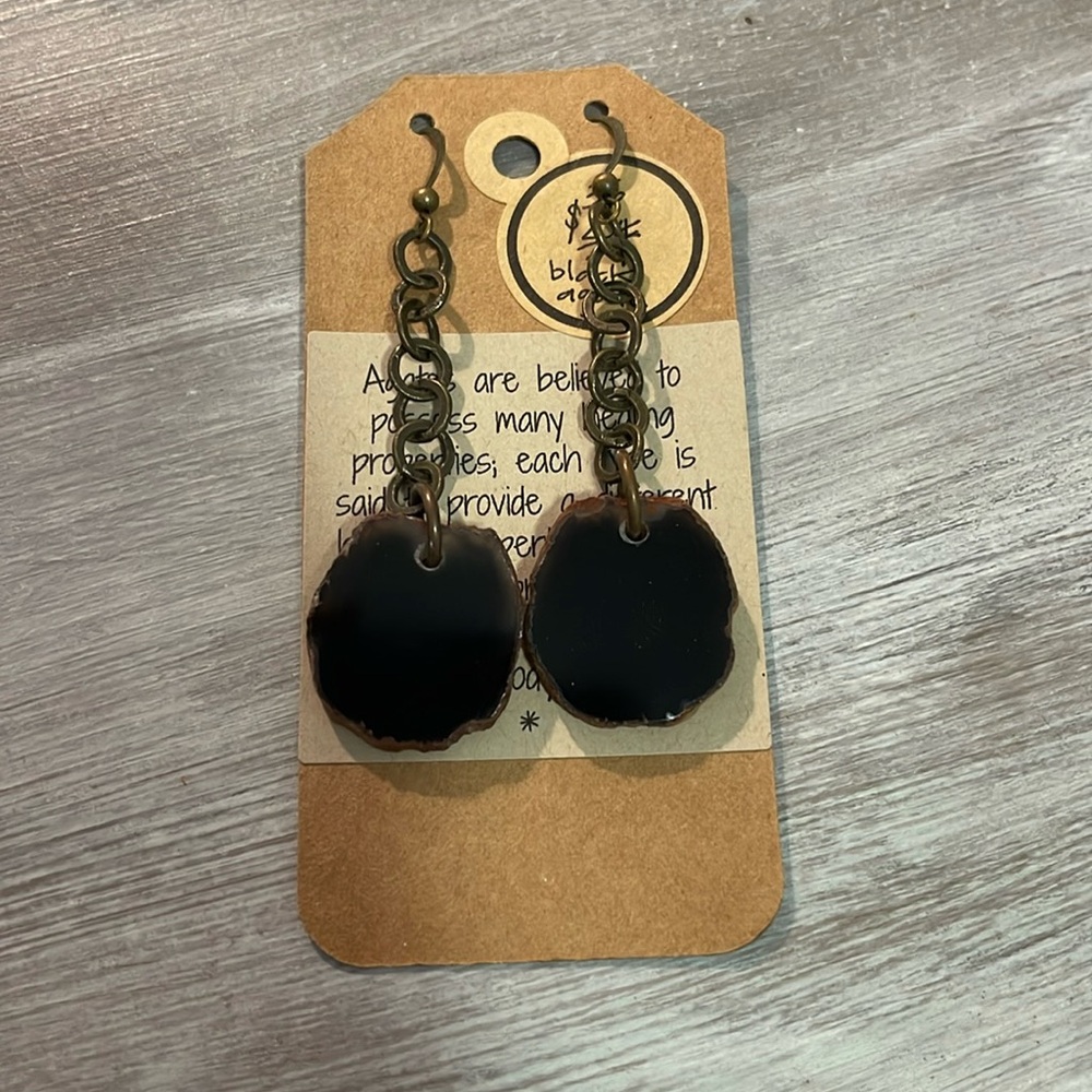 Black Agate Hanging Earrings - NWT